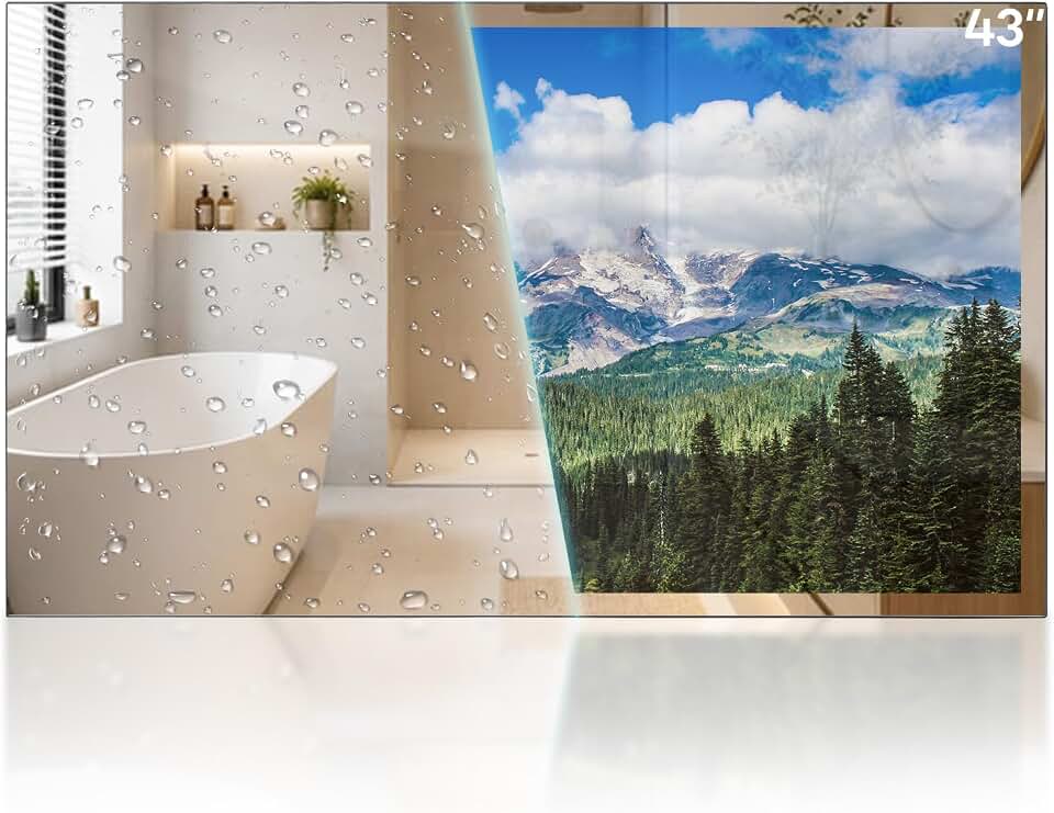 43 Inch Smart Mirror TV, 4K UHD Waterproof LED TV for Bathrooms and Hotels | webOS Televsion ATSC Tunner, Built-in Alexa, Bluetooth &amp; Wi-Fi, Magic Remote with Voice Control