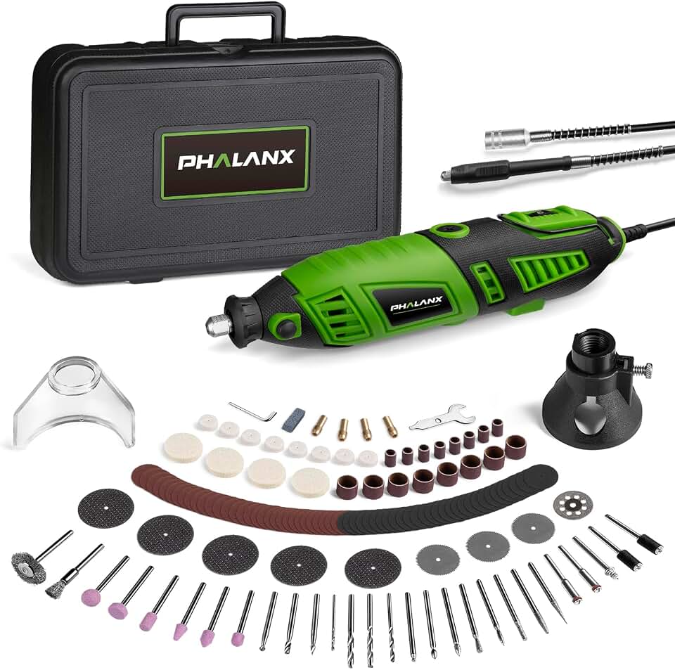 180W Rotary Tool Kit, 1.5-Amp PHALANX 6 Variable Speed with Flex Shaft, 8000-32000RPM Multi-Tool&amp; 139pcs Accessories Kit, Power Multiuse Set Prefect for Crafting Projects and DIY Creations…