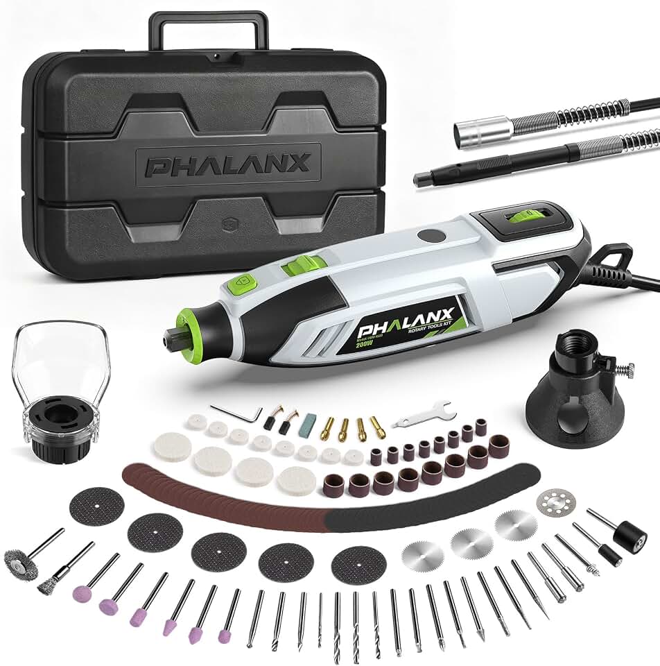 200W Rotary Tool Kit, 10000-38000 RPM 6 Speed Multi-Tool with Flex Shaft &amp; 132pcs Accessories Kit, Power Rotary Tools for DIY Crafts, Engraving, Sanding, Polishing &amp; Drilling