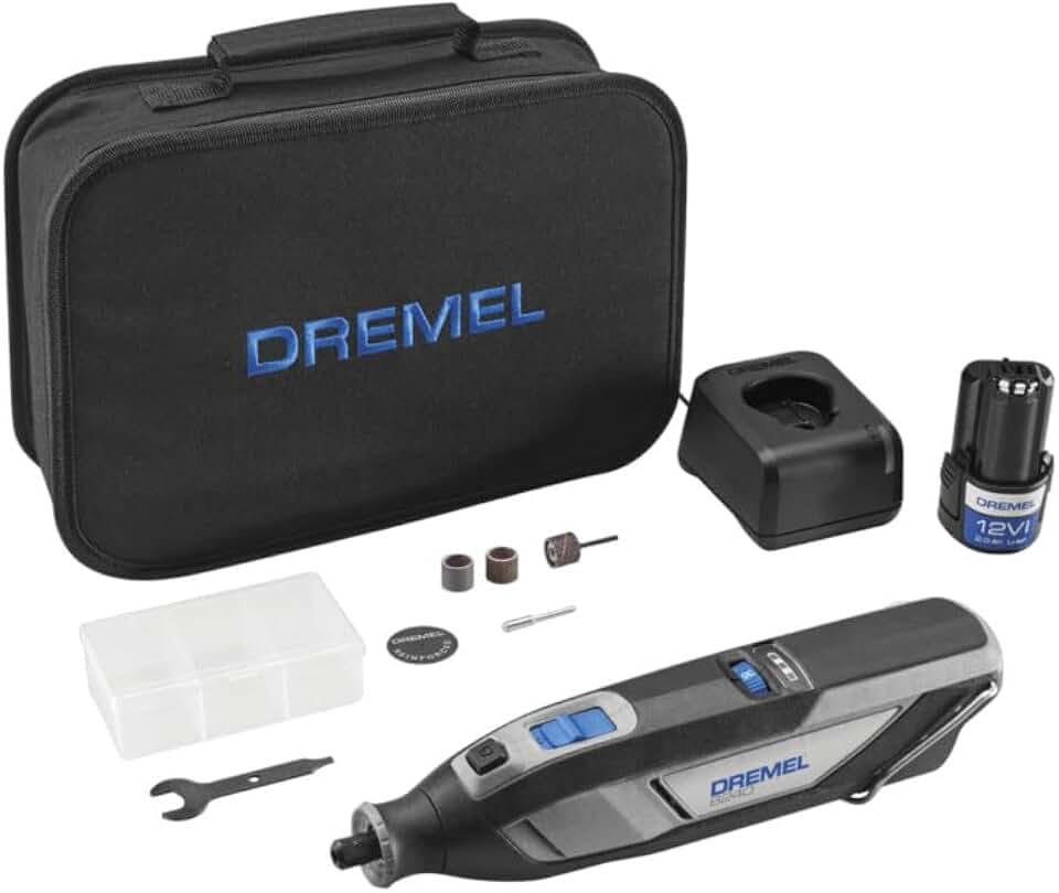 Dremel 8240-5 12V Cordless Rotary Tool Kit with Tool Fabric Carry Bag | Comfort Grip, Variable Speed, Includes 2AH Battery Pack, Charger, 5 Rotary Tool Accessories, Wrench &amp; Carry Bag