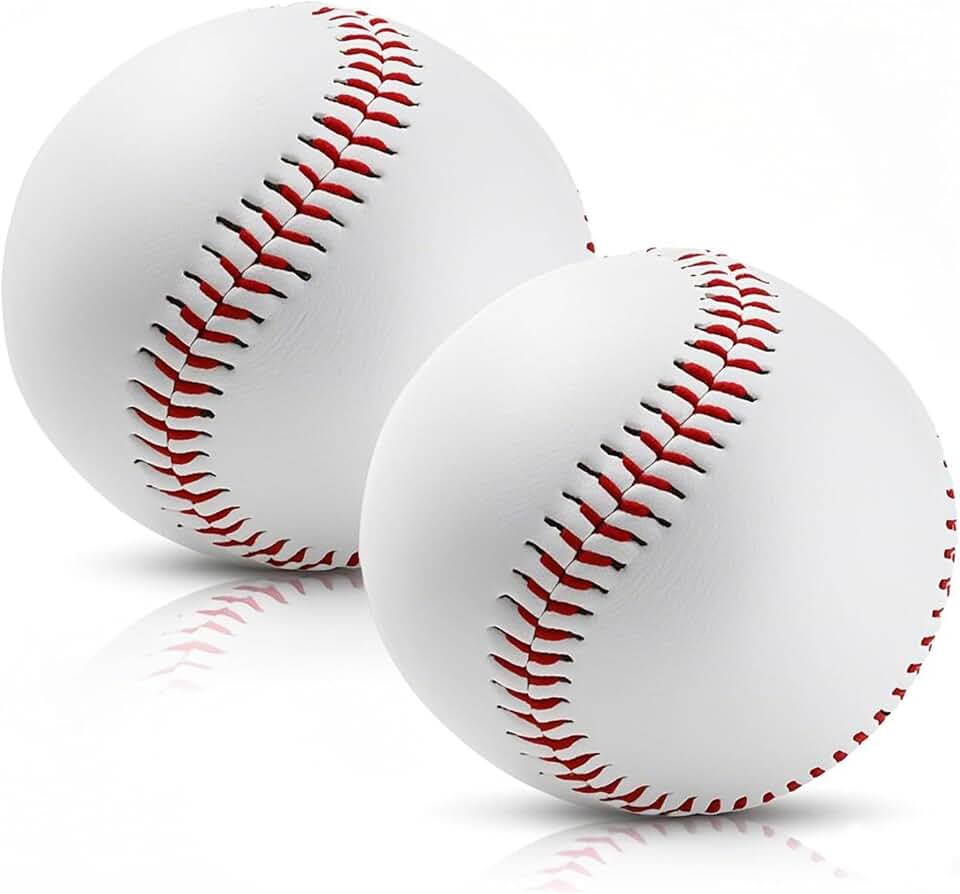 Rarapop Blank Standard Baseball Balls, Official Size 9 Inch Leather Covered Practice Baseball Training Ball for League Play, Pitching, Hitting, Batting, Fielding, Autographs