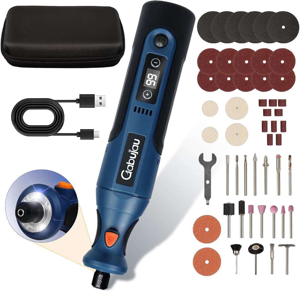 Cordless Rotary Tool Kit Mini, 7.4V 12-Speed Power USB Rechargeable | 3D Printer Sanding, Jewelry Making, Wood Carving, Polishing, Drilling DIY Crafts with 51 Accessories