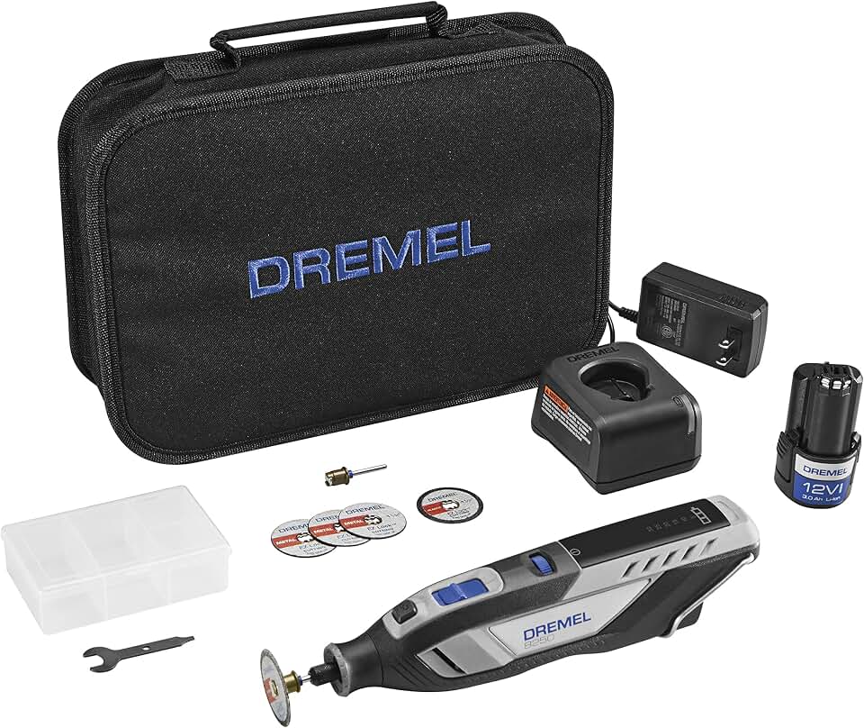 Dremel 8250-5 12V Cordless Rotary Tool Kit with Brushless Motor | Digital Display Screen, Variable Speed, Quick Accessory Changes, 3AH Battery Pack, Charger, 5 Accessories and Tool Bag
