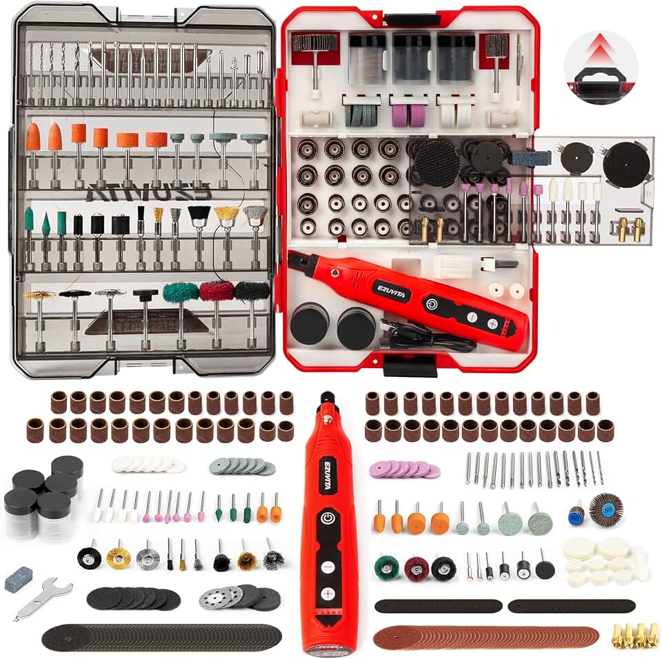 4V Cordless Mini Rotary Tool Kit with 446PCS Accessories | 5-Speed Memory Function, 2000mAh Battery, Type-C Charging, LED Light, for Sanding, Engraving, Grinding, Portable Storage Case