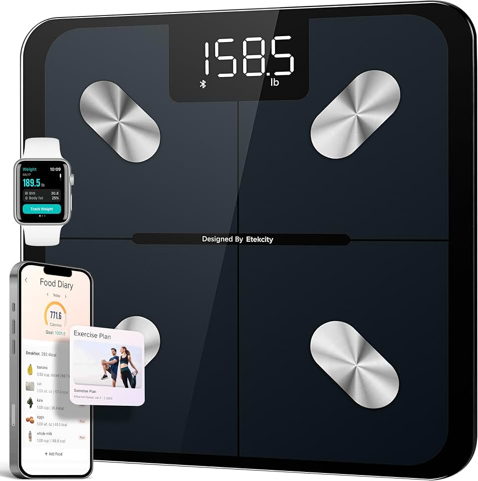 Etekcity Smart Scale for Body Weight, Body Fat and BMI, FSA Eligible | HSA Eligible, Bathroom Scale with Muscle Mass, Accurate Bluetooth App Sync, LED Display and Tempered Glass