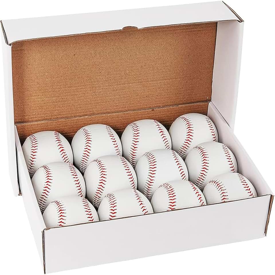 Bucket of Training Baseballs - Standard Size, 12 Pack Unmarked &amp; Blank 9 inch for Practice &amp; League Play,Autographs, Pitching,Presents