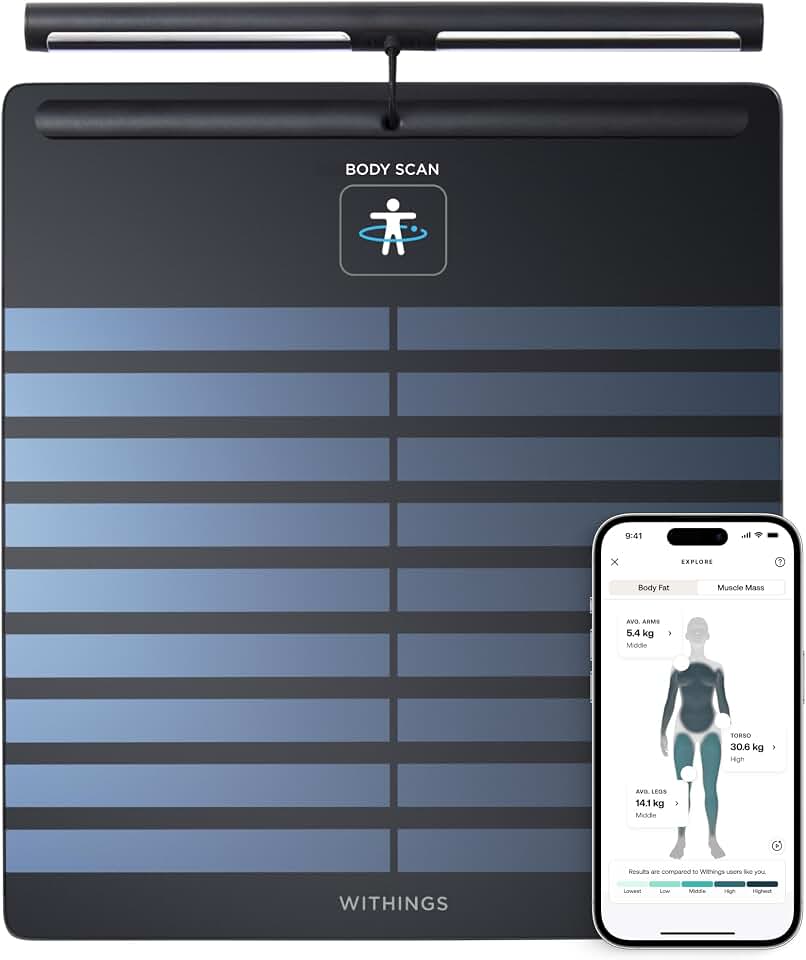 WITHINGS Body Scan - Smart Scale, Segmental Body Composition, ECG, Black