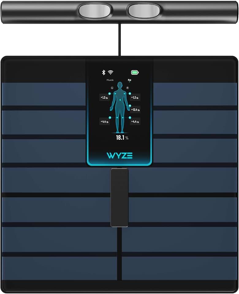 Wyze Smart Scale Ultra BodyScan with Handle – Wi-Fi &amp; Bluetooth Body Composition Scale for Weight, BMI, Body Fat, Muscle Mass, and Segmental Measurement, 400 lbs, Black Global Recycled Standard