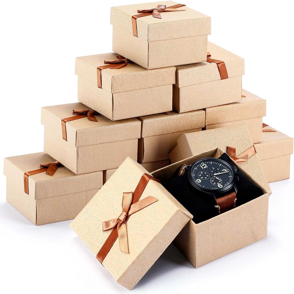 Jexine 12 Pack Watch Gift Boxes for Dad Men 3.5" with Velvet Insert