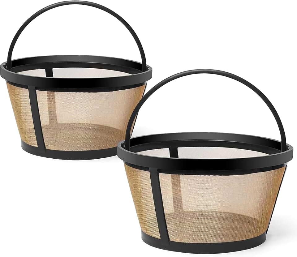 8-12 Cup Reusable Basket Coffee Filter for Mr. Coffee Black+Decker | 304 Stainless Mesh Filter Fits Mr. Coffee, Black+Decker, Mainstays Brewers, BPA Free, Replaces Paper Filters, 2 Pack
