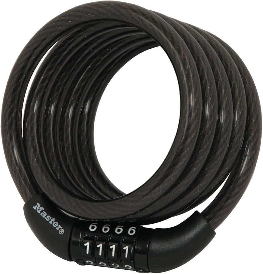 Master Lock Combination Cable Bike Lock 4-Foot Long Bicycle Lock, 8143D | Bike Lock Provides Anti-Theft Security For eBikes &amp; Outdoor Equipment, Preset 4-digit Combination With Braided Steel Cable
