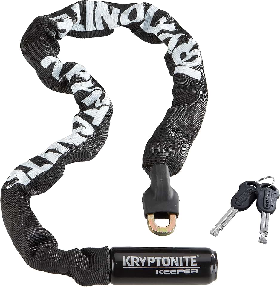Kryptonite Keeper 785 Bike Chain Lock, 2.8 ft Heavy Duty Anti-Theft Lock | 7mm Manganese Steel Links, 85cm Length, Disc-Style Cylinder, Nylon Sleeve for Motorcycle, Scooter, Gate, Fence