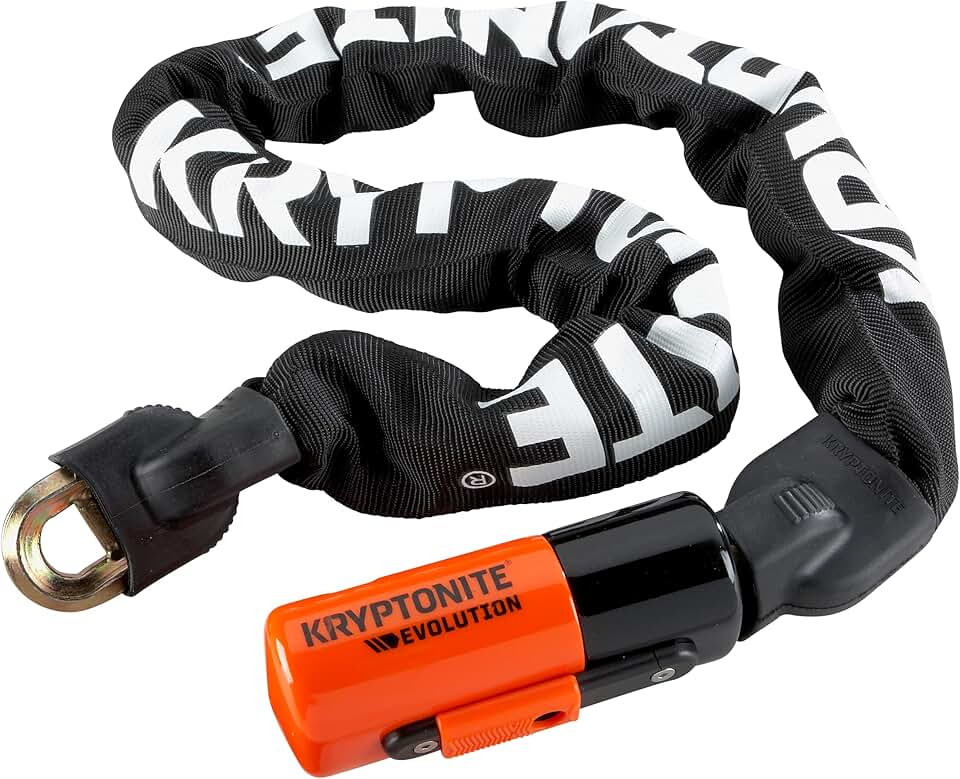 Kryptonite Evolution 1090 Bike Chain Lock, 3 ft, 10mm Steel Security | Sold Secure Gold rated heavy-duty 90 cm manganese chain with 3 keys and nylon sleeve for e-bikes, scooters, or motorcycles