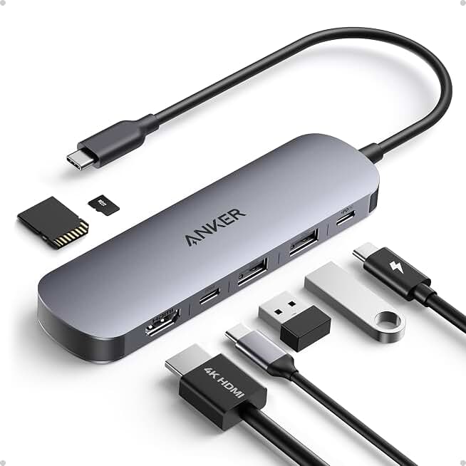 Anker USB C Hub, 7in1 Multi-Port USB Adapter, 4K@60Hz USBC to HDMI Splitter | 85W Max PD, 2 USB 3.0 &amp; 1 USBC Data Ports, SD/TF Card Reader, for Laptops/Mac and Other Type C Devices (Charger Not Included)