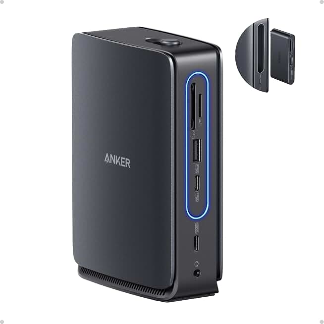 Anker Nano Laptop Docking Station, 13in1 Dock with Detachable 6in1 USBC Hub | 3 Display USB C Dock (2 HDMI+1 DP), 10 Gbps USBC, 3 USBA, Audio, SD/TF, Ethernet, 100W Max PD for Dell/Lenovo/HP Home Office ClimatePartner certified