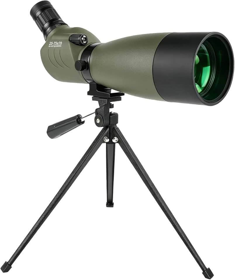 25-75x70 Spotting Scope with Tripod for Target Shooting, Bird Watching | FMC lens,IPX7 waterproof, target shooting, archery, wildlife viewing