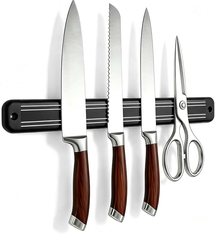 Magnetic Knife Strips,Magnetic Knife/Tool Holder for Wall/Refrigerator | Strong magnetic holder，magnetic tool organizer screws or tape installation,Saves counter space, keeps kitchen tidy