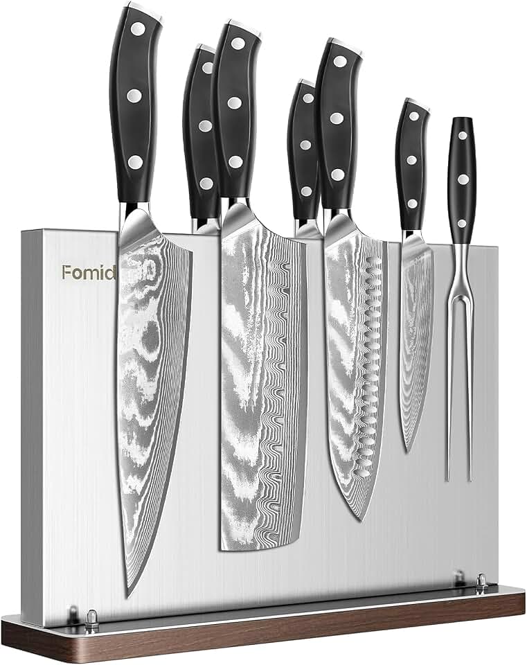 Magnetic Knife Holder Stand,Stainless Steel Magnetic Knife Block Without Knives,Power Magnetic Knife Rack Strip,Double Sided Magnet Knife Storage Organizer