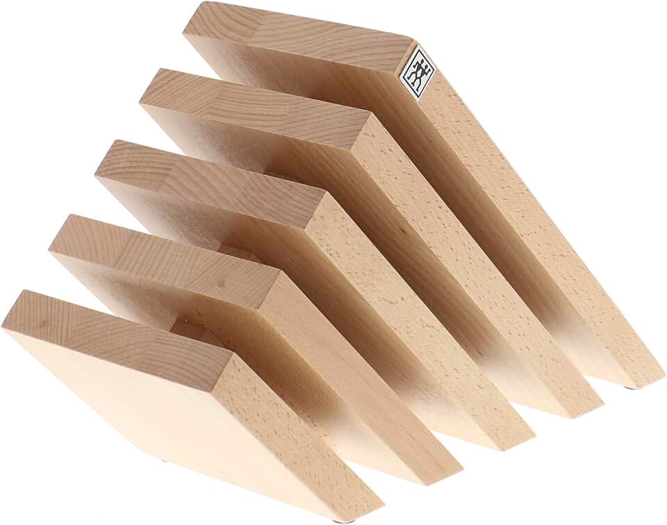 ZWILLING Slanted Magnetic Knife Block, Made in Italy, Natural Beechwood Kitchen Knife Holder, Contemporary Countertop Storage