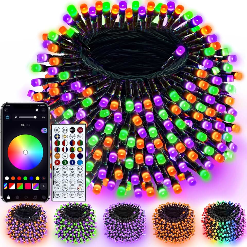 240LED Smart Color Changing String Lights 92FT Halloween Lights App Remote | Music Sync, Multi Colors and Modes, Timer, Waterproof RGB Twinkle Lights Outdoor Indoor for Christmas Halloween Fall Decor