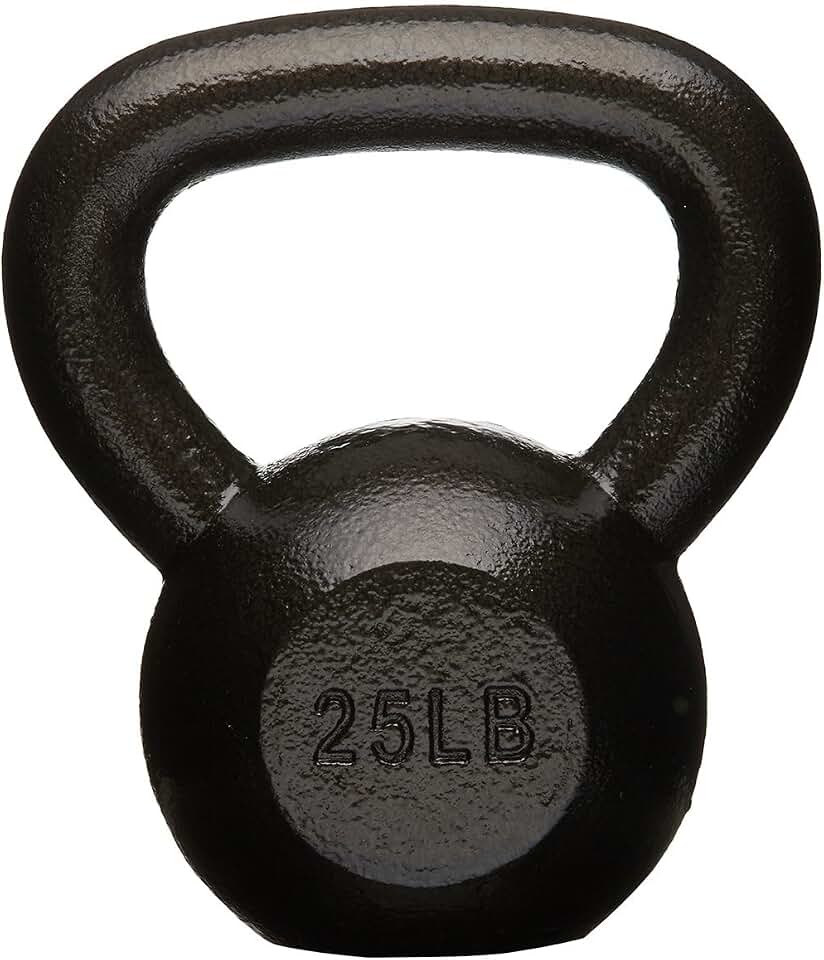 Amazon Basics Cast Iron Kettlebell for Strength Training, Textured Wide Handle, Black