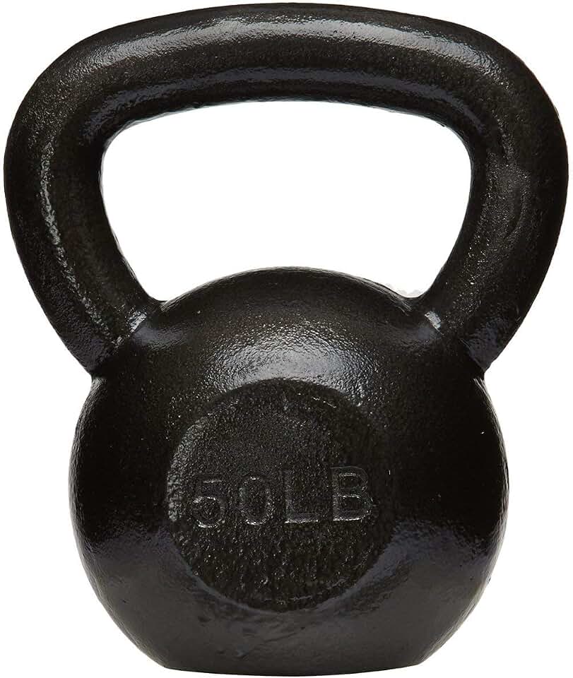 Amazon Basics Cast Iron Kettlebell for Strength Training, Textured Wide Handle, Black