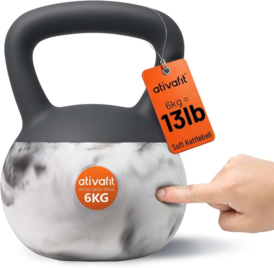 ATIVAFIT 9-22lb Soft Kettlebell for Home Workouts | Wide Non-Slip Handle, Floor-Friendly Cushioned Strength Training Weight with Dense Iron Sand Filling for Women &amp; Men