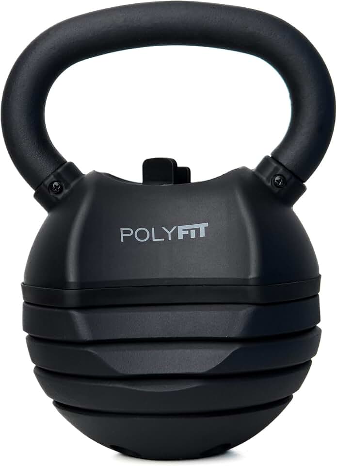 Polyfit Adjustable Kettlebell Set - 5-in-1 Weights for Home Gym | 5-in-1 adjustable weight design, 30/40/50 lb options, non-slip grip, cast iron build, compact for home gyms