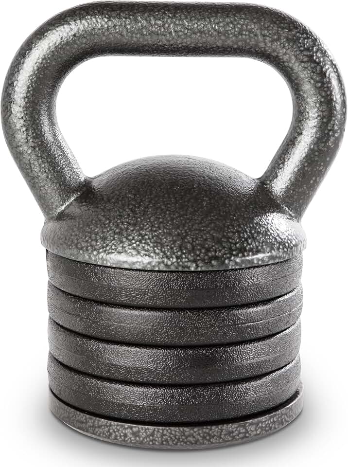 Apex 20lb Adjustable Cast Iron Kettlebell Handle, Compatible with 1” Weight Plates, Up to 50lb Load Capacity for Strength Training, Weightlifting, Home Workouts