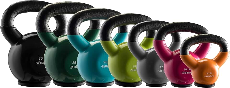 Kettlebell Sets Professional Grade - Strength Training Kettlebells for Home Workout - Cast Iron Kettle Bell Weight Sets for Men &amp; Women with Special Protective Bottom