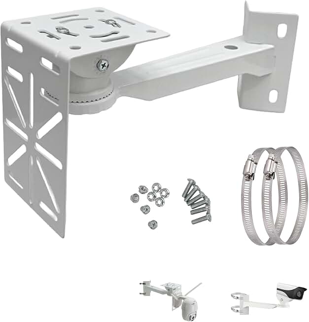 L-Shape Dome Camera Bracket, Wall Ceiling Mount for Security Dome Cameras, Wall Mount,Corner (Vertical Pole Bracket+Hoop 7.8 in )