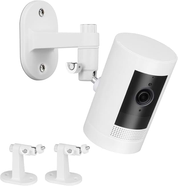 2Pack Adjustable Security Wall Mount Bracket for Ring Stick Up Cam &amp; Ring Outdoor Cam Plus, Perfect View Angle for Your Surveillance Camera System - White