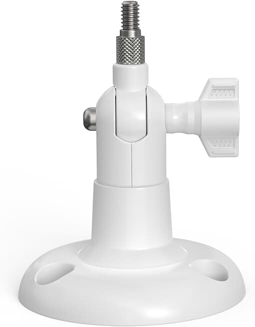 Holicfun Indoor/Outdoor Security Camera Wall Mount, White, 1-Pack | Universal 1/4"-20 plastic bracket, 360-degree adjustable, fits Ring/Blink/Arlo/Wyze cam &amp; more, hardware included