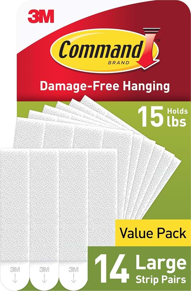 Command 15 lb Large Picture Hanging Strips 14 Pairs (28 Strips), Damage-Free Hanging Picture Hangers, No Tools Wall Hanger for Home Decor, White Adhesive