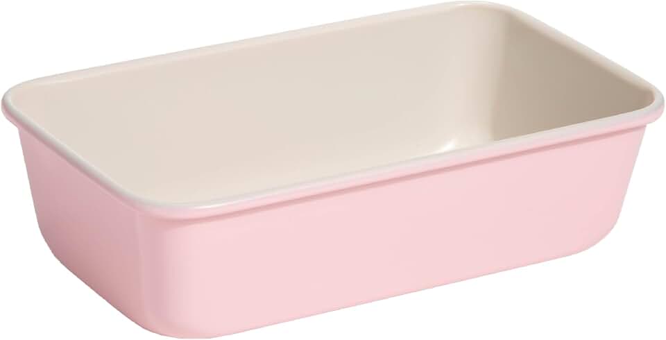Paris Hilton Nonstick Carbon Steel Bakeware Collection, 9-Inch x 5-Inch Loaf Pan, Dishwasher Safe, Made without PFOA and PFAS, Pink Cream Two-Tone Set