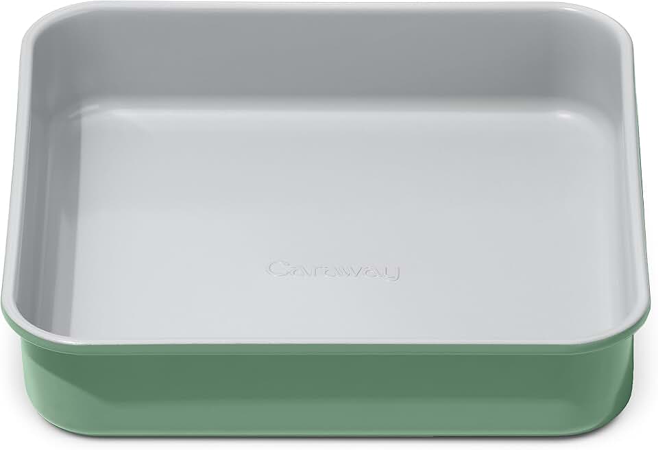 Caraway Non-Stick Ceramic-Coated 9" Square Baking Pan | Naturally Slick Ceramic Coating, Non-Toxic, PTFE and PFOA Free, Perfect for Brownies, Lemon Bars, Cakes, and More, Sage