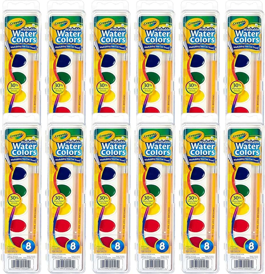 Crayola Washable Watercolor Paint Sets, Bulk Art Supplies for Teacher 12ct | Watercolor Paint Sets for Kids, Teachers Classroom School Supplies, Preschool &amp; Kindergarten Crafting Activities for Toddlers
