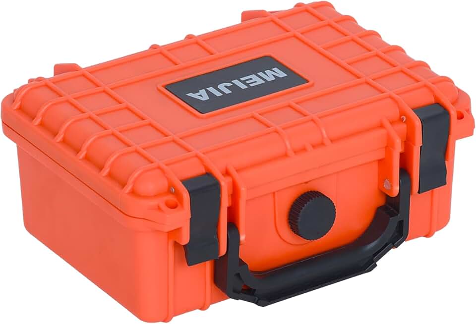 MEIJIA Portable All Weather IP67 Waterproof Protective Case, Hard Case,Camera Case With Customizable Foam,Fit Use of Drones, Cameras,Equipments, 8.12”x6.56”x 3.56” (Orange) Global Recycled Standard