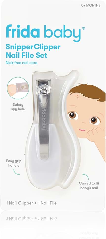 Frida Baby NailFrida Nail Clippers, File &amp; Buffer for Newborns and Up | Safety Spyhole, Nickel Free, Curved Clipper Designed to Fit Baby's Nails, Newborn and Up