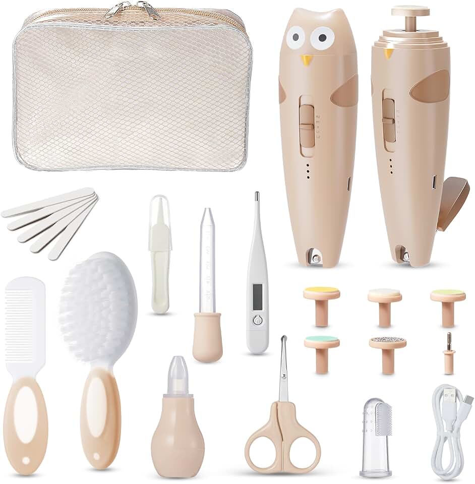 Lictin Baby Healthcare and Grooming Kit, 26 in 1 Electric Nail Trimmer Set | Safe Rechargeable Baby Nail File with Auto Light, Newborn Baby Safety Care Set for Newborn Infant Toddlers Boys Girls