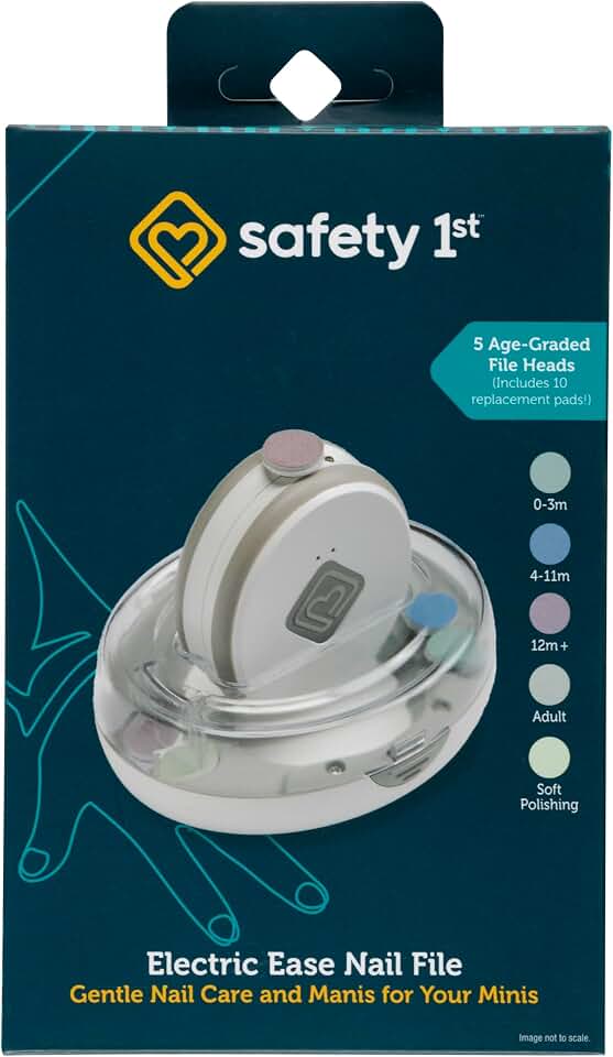 Safety 1st Electric Ease Nail File, Gentle and Easy to use, with Built in Light, Grey