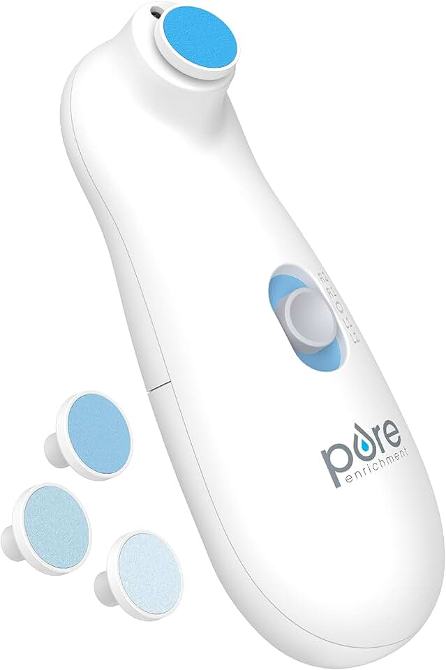 PureBaby Electric Nail Trimmer - New &amp; Improved 6-Piece Cordless Nail Drill, 4 Attachments, 2 Speeds with Bidirectional Rotation, LED Light, Hidden File Storage, &amp; Carrying Case for Newborns &amp; Baby