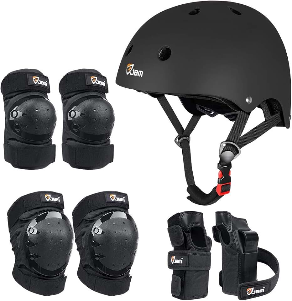 JBM Adult &amp; Kid Skating Protective Gear Set for Beginner to Advanced, Skateboard Helmet Knee and Elbow Pads with Wrist Guards for Inline Roller Skating, Scooter, Skateboarding