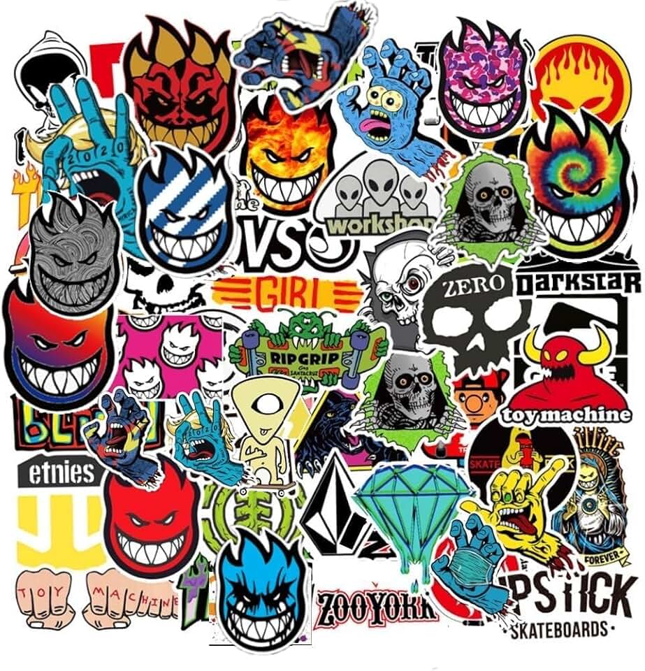 CHNLML100Pcs Skateboard Stickers Cool Sticker Waterproof Stickers for Laptop Water Bottle Suitcase Phone, Skateboarding Stickers Decal for Teens Boys Adults