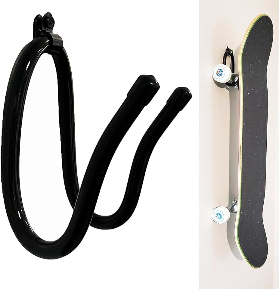 Pmsanzay Skateboard Wall Hanger Wall Storage Display Skateboard Wall Rack Wall Mount - Store Horizontally or Vertically/Adjustable Size - Hold up to 20 KG. (40LBS) - W/Hardware - No Board Included
