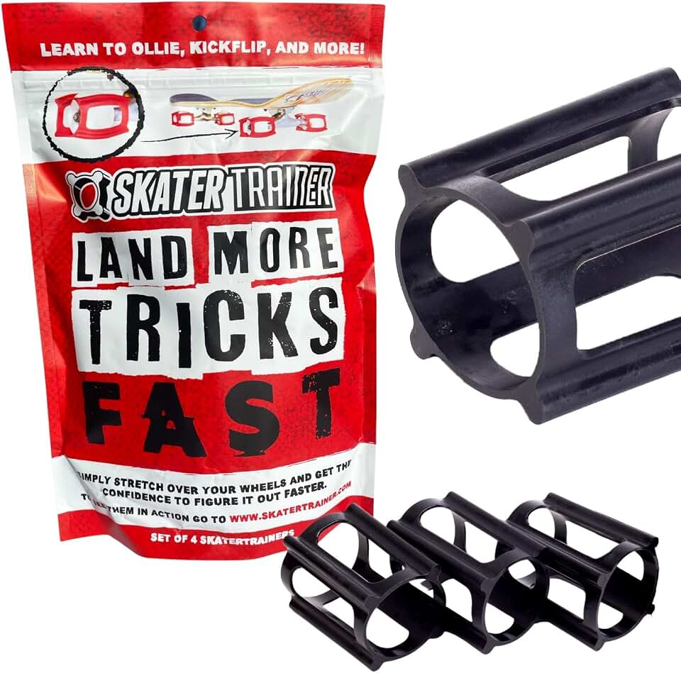 Skater Trainer Wheels - Beginners get Skateboard Tricks Fast, Safe and Fun | Viral accessory gift - Helps beginners stay excited about their new skateboard - Kids &amp; parents love these