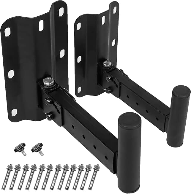Desyeryamimi PA Speaker Wall Mount Brackets Speaker Stand | Adjustable Heavy Duty Speaker Mounts Support up to 110lbs(2 Packs,Black)