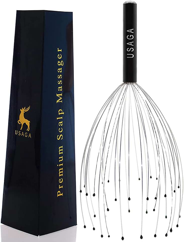 USAGA 36 Fingers Head Massager Scalp Massager Head Scratcher (Black) | for Head Massage and Body Relaxation