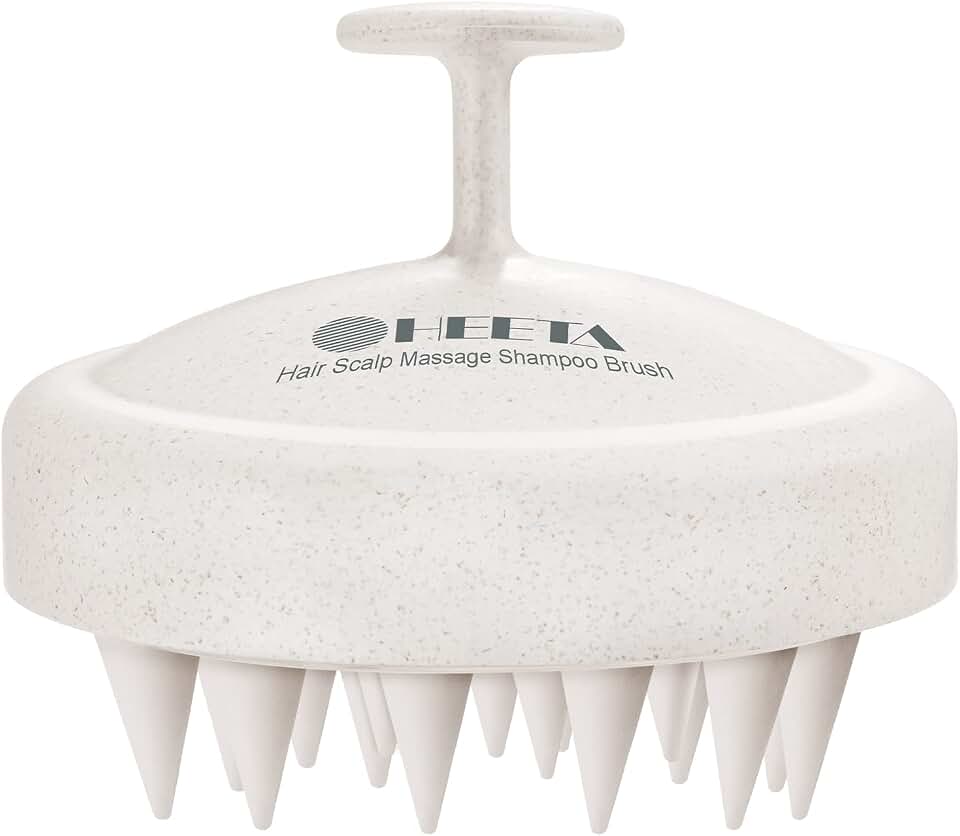 HEETA Scalp Massager Hair Growth Scrubber for Dandruff Removal Hair Care | Silicone Wheat Straw Head Massager, Shampoo Brush Cleansing Exfoliating for All Hair Type, Easy-Grip, Shower Accessories Global Recycled Standard