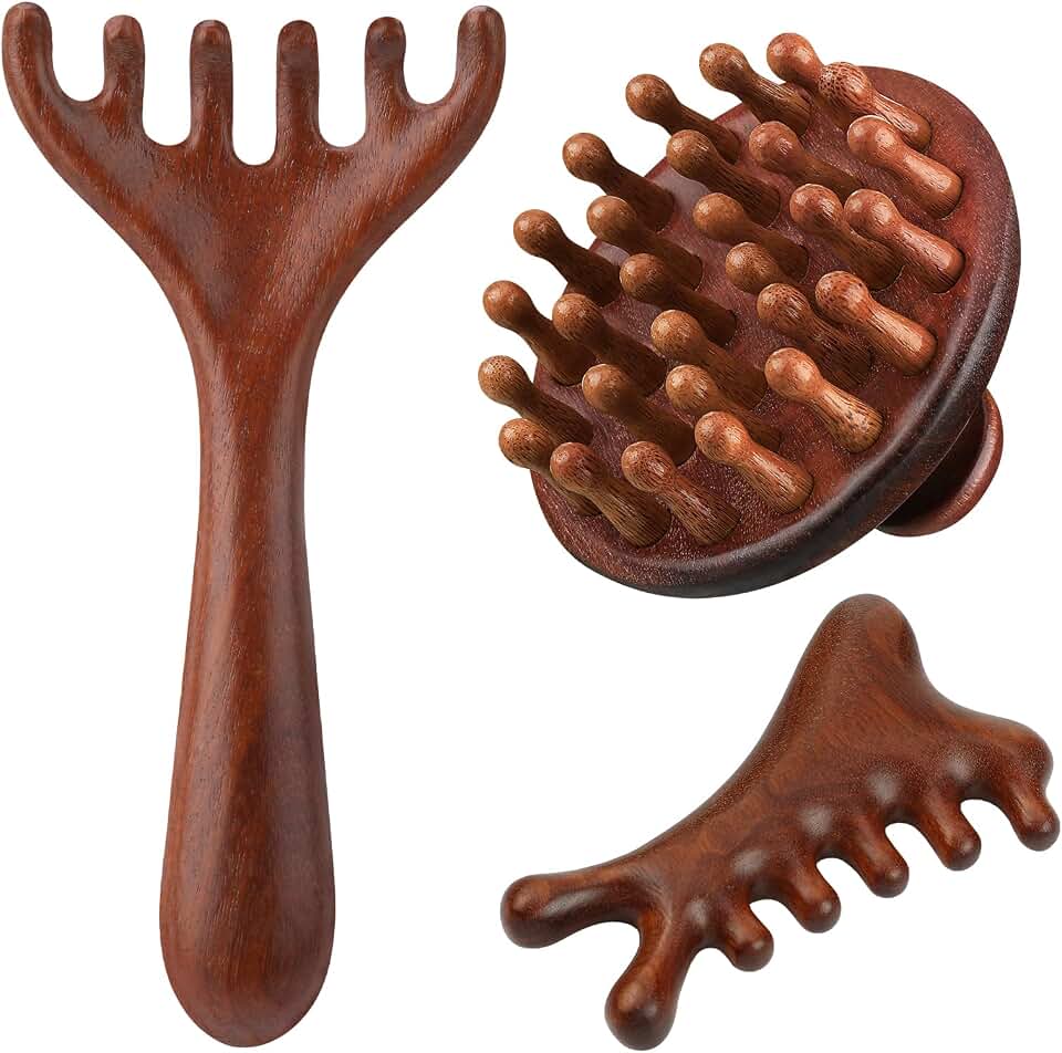 ProSuites 3 Pcs Wooden Head Scalp Massager Comb, Head Massage Tool for Relaxation Hair Gua Sha Comb